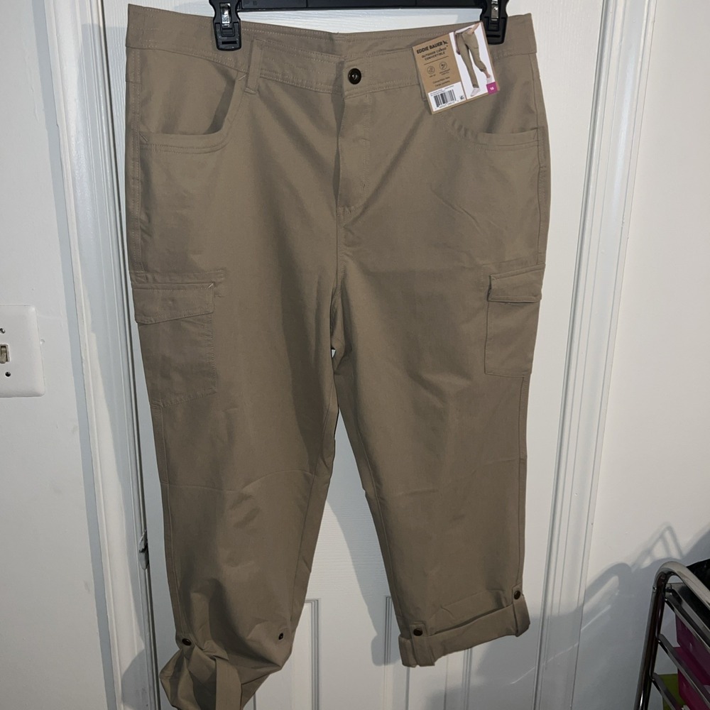 Eddie Bauer Pants Womens Size 16 Khaki Convertible Zip Off Hiking Outdoor Sport